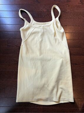 KASICS Simple Yellow Spaghetti Strap Tank Dress